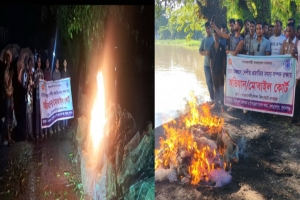 জগন্নাথপুরে বিপুল পরিমাণ অবৈধ জাল উদ্ধার, পুড়িয়ে ধ্বংস 