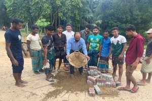 কানাইঘাট অ্যাসোসিয়েশন মেজরটিলার অর্থায়নে গাছবাড়ী-হরিপুর রাস্তার সাময়িক সংস্কার শুরু